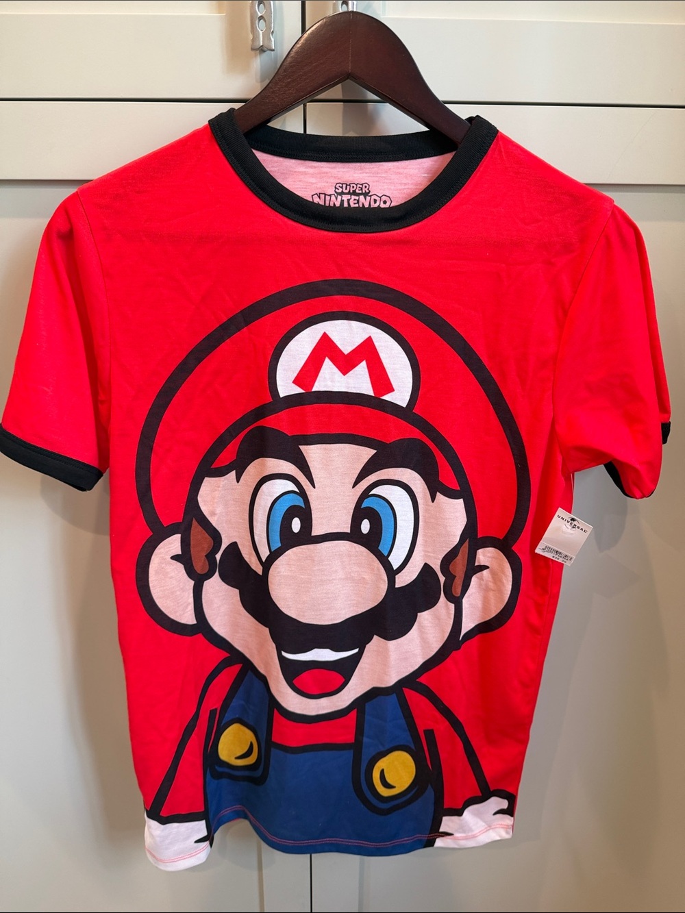 Nintendo Red Mario Face Short Sleeve Tee with Black Trim